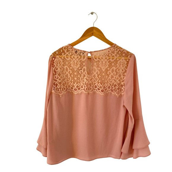 Papaya Women's Dusty Pink With Lace Detailing Long Sleeve Blouse Top Size UK 16 - Picture 2 of 12
